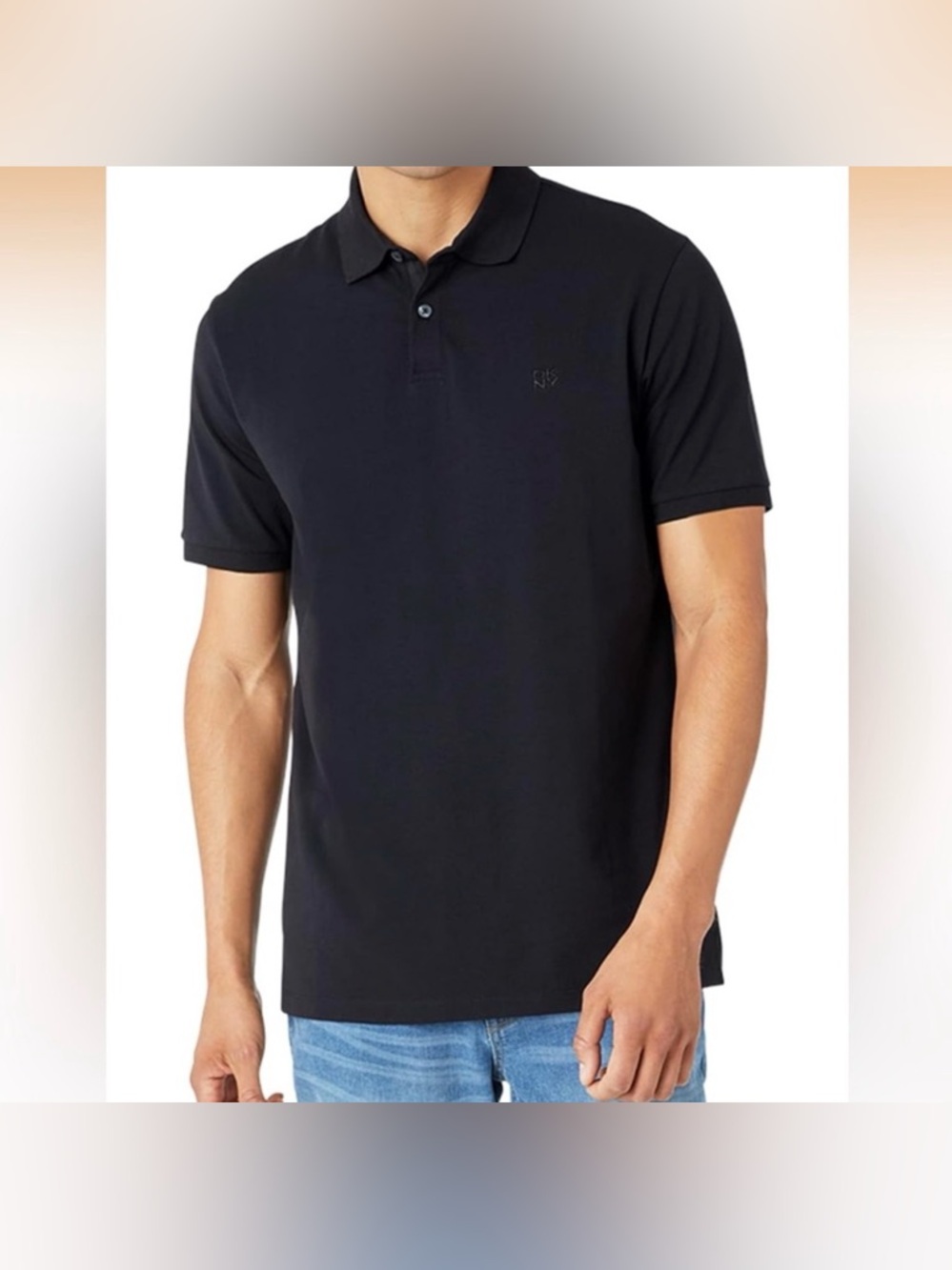 DKNY Men's Black Short Sleeve Polo Shirt  - New - Size Large